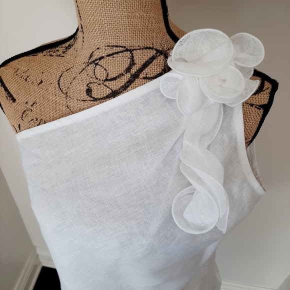 ADRIANA CONTRERAS ONE SHOULDER LINEN TOP - Picture 7 of 9